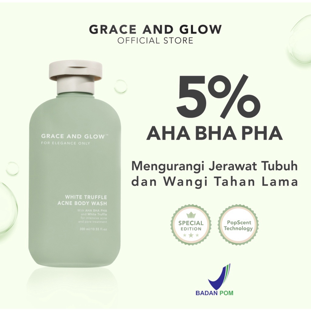 Grace and Glow White Truffle Acne Body Wash Special Edition 300 ml - Sabun Mandi Cair untuk Menghilangkan Jerawat dan Wangi Tahan Lama