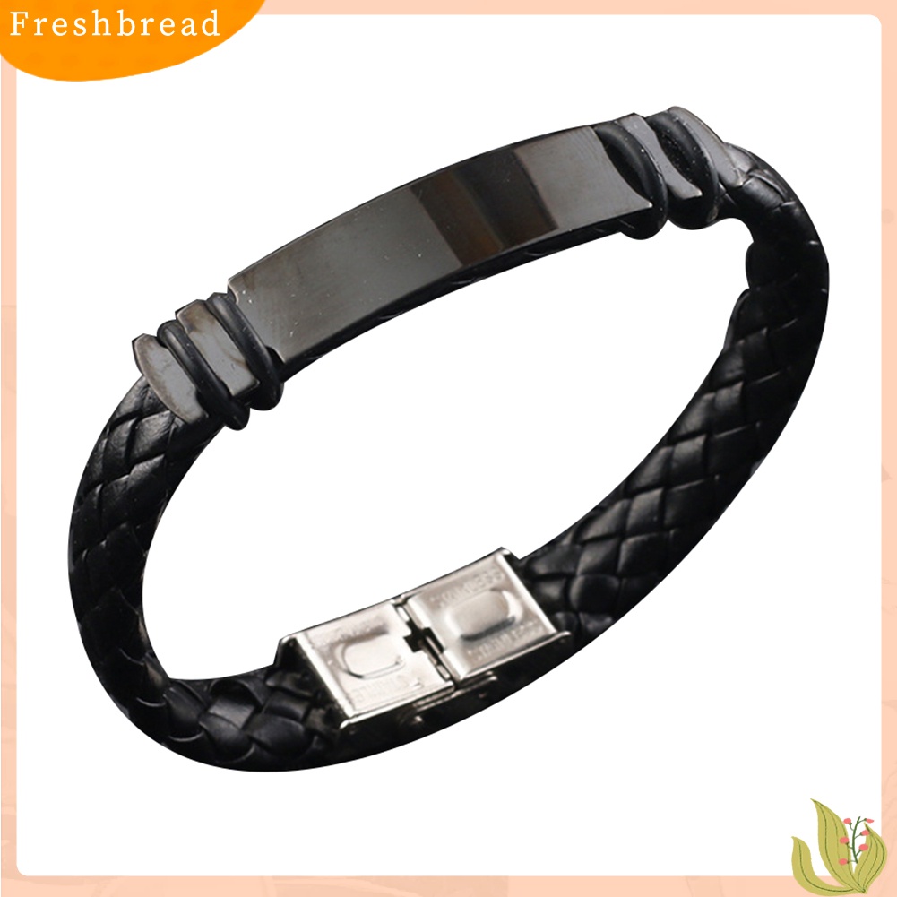 Fresh| Gelang Bangle Bahan Kulit Imitasi Dengan Buckle Untuk Pria