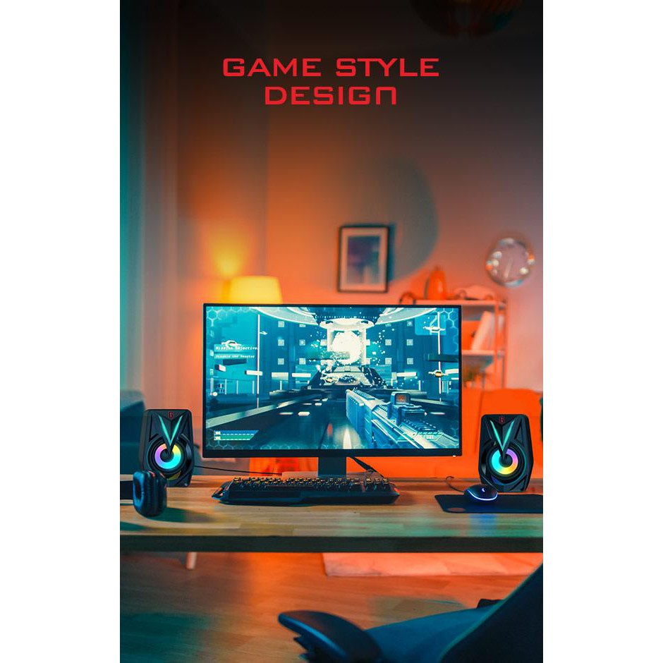 C_   Gamen Speaker Gaming GS1 Lampu RGB Surround Sound USB + Jack