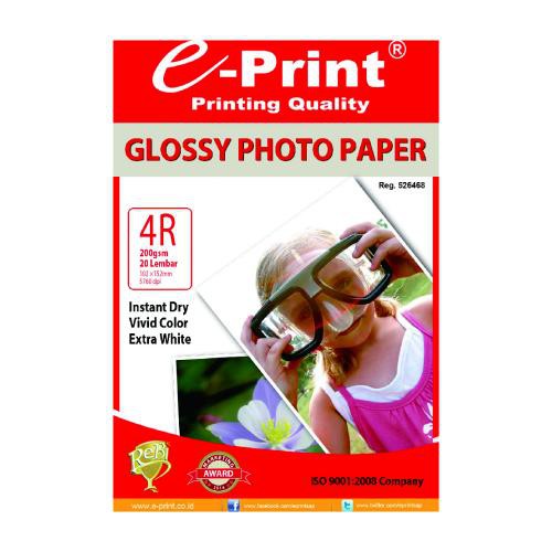 

KERTAS FOTO E-PRINT GLOSSY PAPER 4R/A6 200GSM, 20 Sheets