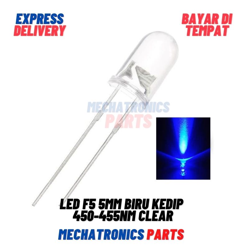 LED F5 5MM BIRU KEDIP 450-455nm CLEAR