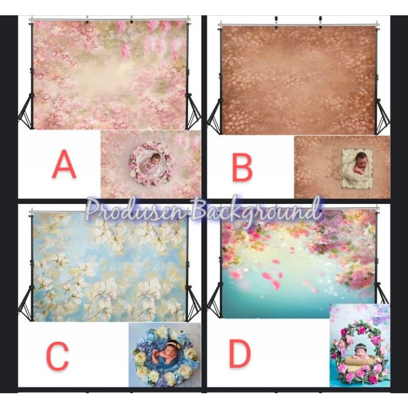 Kain Background Foto Motif Bunga Flower Studio Backdrop