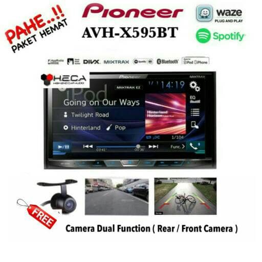 Paket Pioneer AVH-X595BT Head Unit Double Din Tape + Kamera Mundur