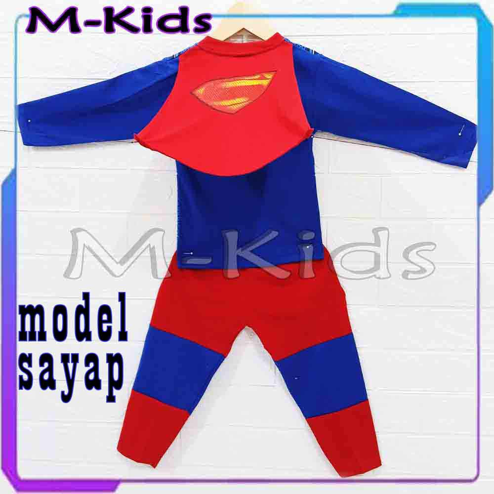 MKids88 - Baju Setelan Panjang KAOS Anak Karakter Batman &amp; Superman Motif / Model Sayap