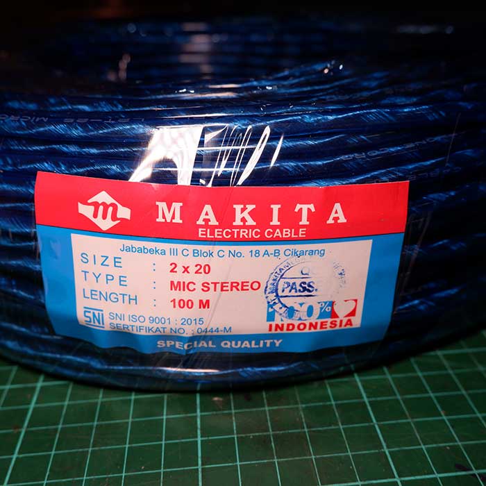 kabel makita 2x20  mic stereo 100meter