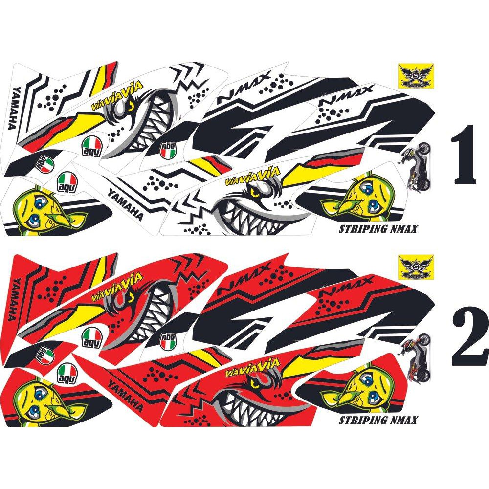 VARIASI STICKER STRIPING SHARK HIU NMAX VARIASI STIKER THAILOOK BABYLOOKS MOTHAI STRIPING MOTOR