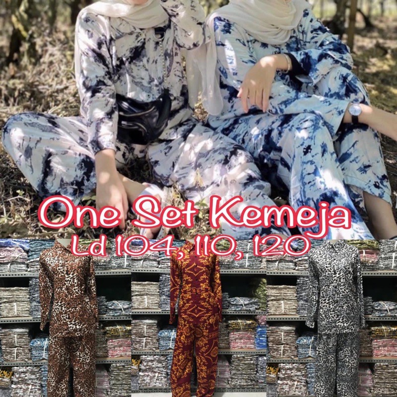 Oneset daily set kemeja panjang Rayon premium stelan tiedie