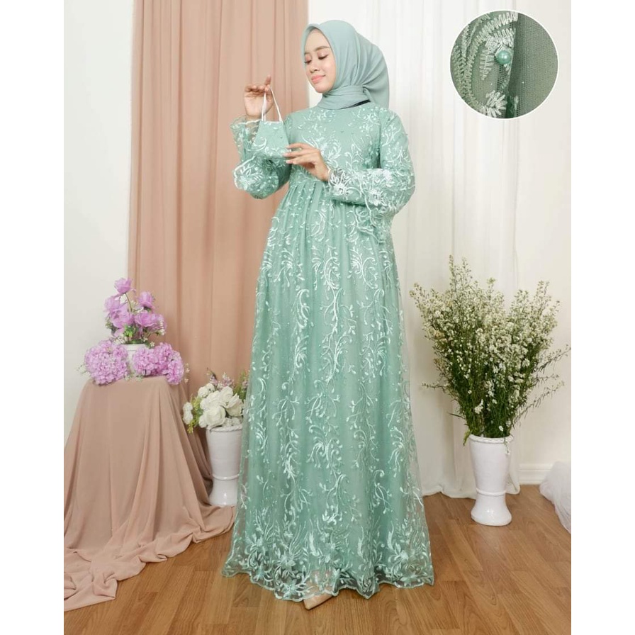 Ready Gamis Yumna Tulle / Gamis Pesta / Gamis Modern / Gamis Terbaru by galery sabeena