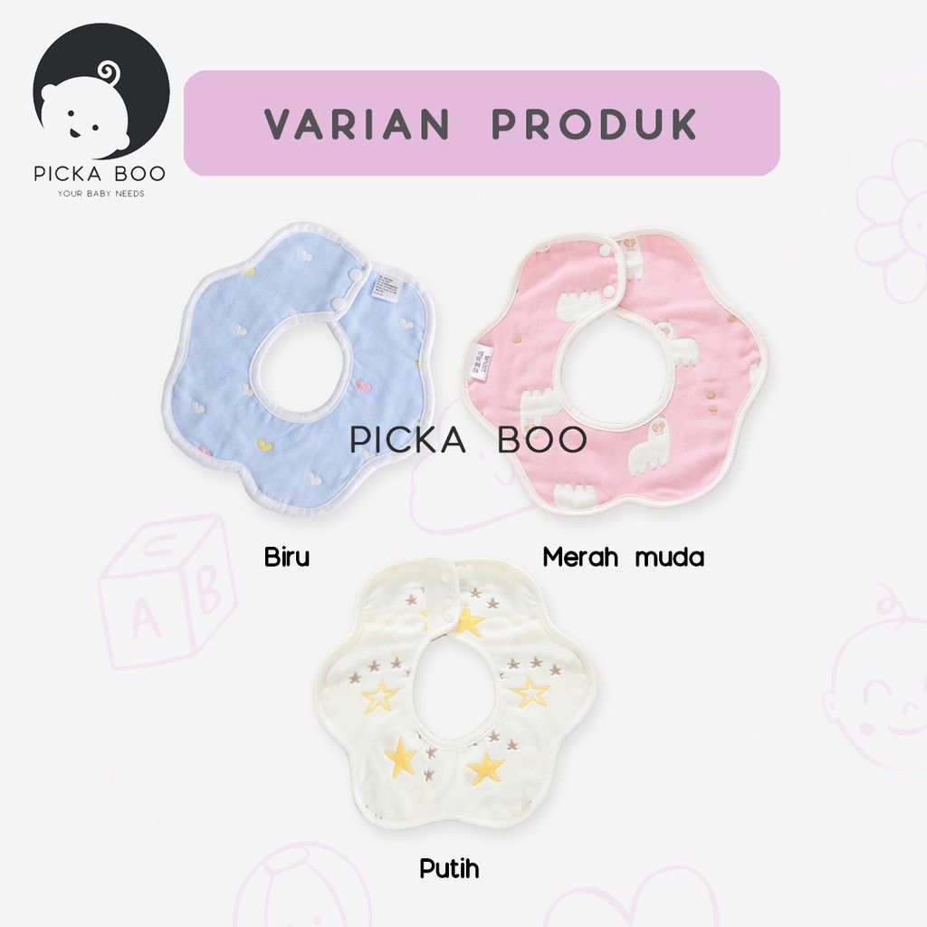 PICKA BOO Celemek Makan Bayi Kain Bentuk Bulat