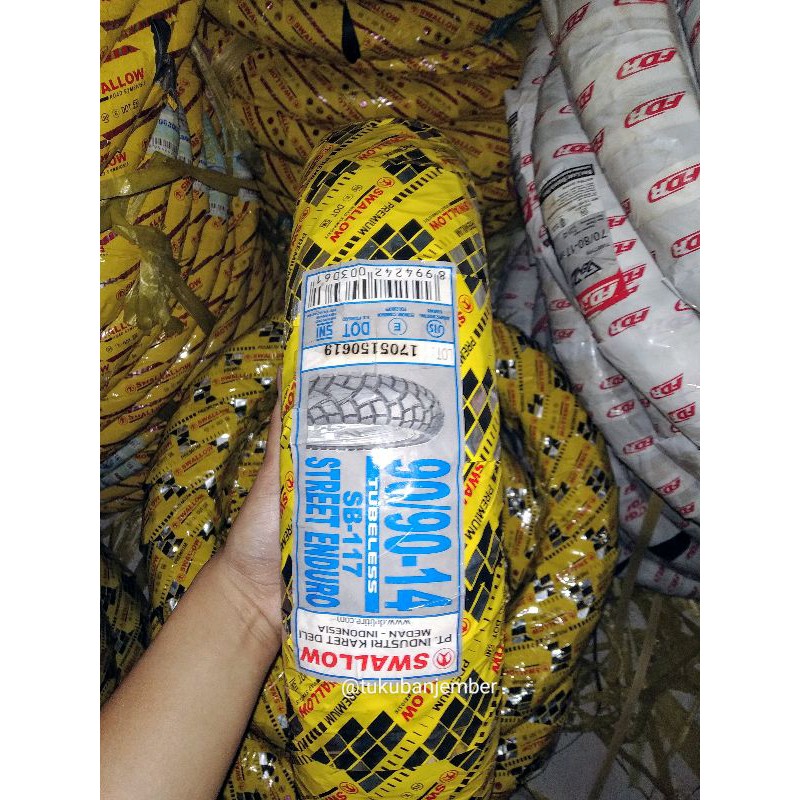 BAN MOTOR SWALLOW TUBLES 90/90 RING 14 BELAKANG MATIC STREET ENDURO DUAL PROPOSE SEMI TRAIL SB117
