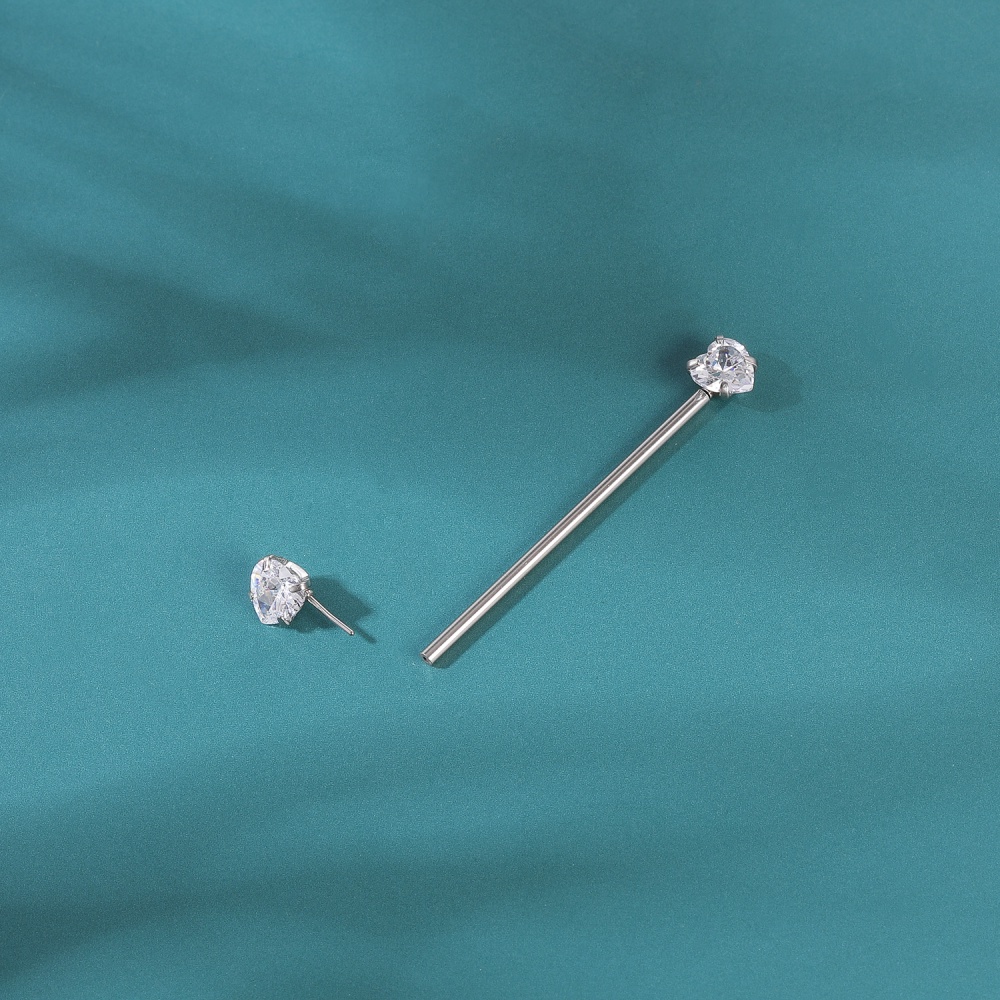 1pc Anting Tindik Telinga 14g / 16g Bentuk Barbell Bahan Stainless Steel Hias Opal