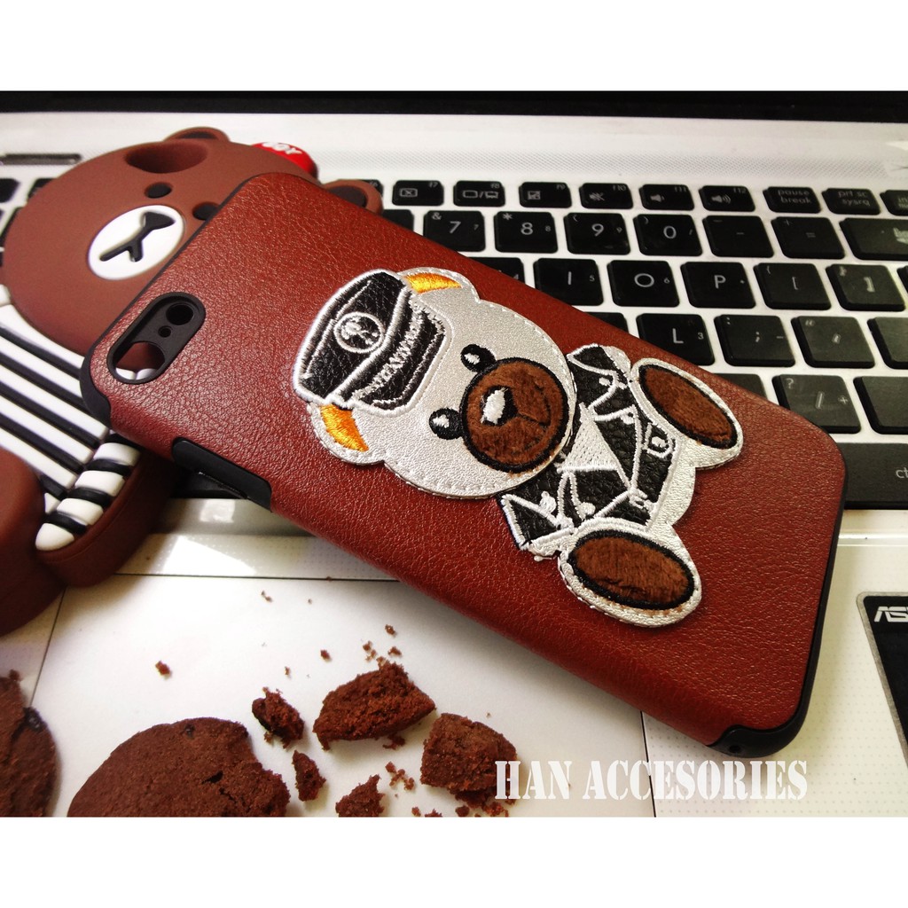 IPHONE 6+/6S+ Leather SoftCase Style Motif 3D Choco Bear / Softcase Motif