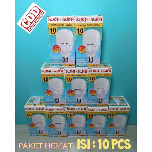 Paket 10 pcs Lampu Led capsul 10 watt / Led suka suka 10 watt/ lampu Hemat ENERGI