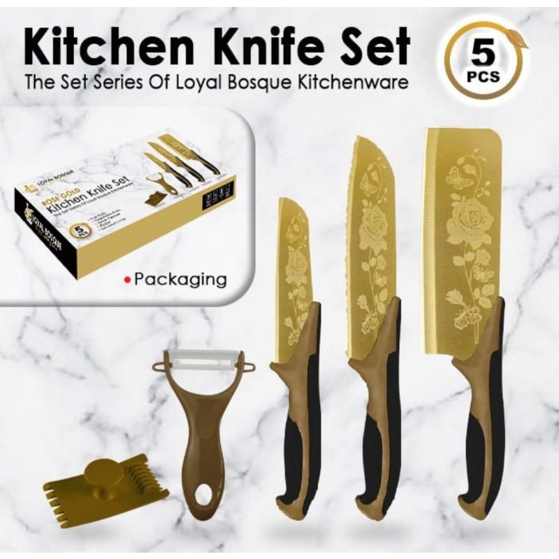 Pisau Set Flower Gold