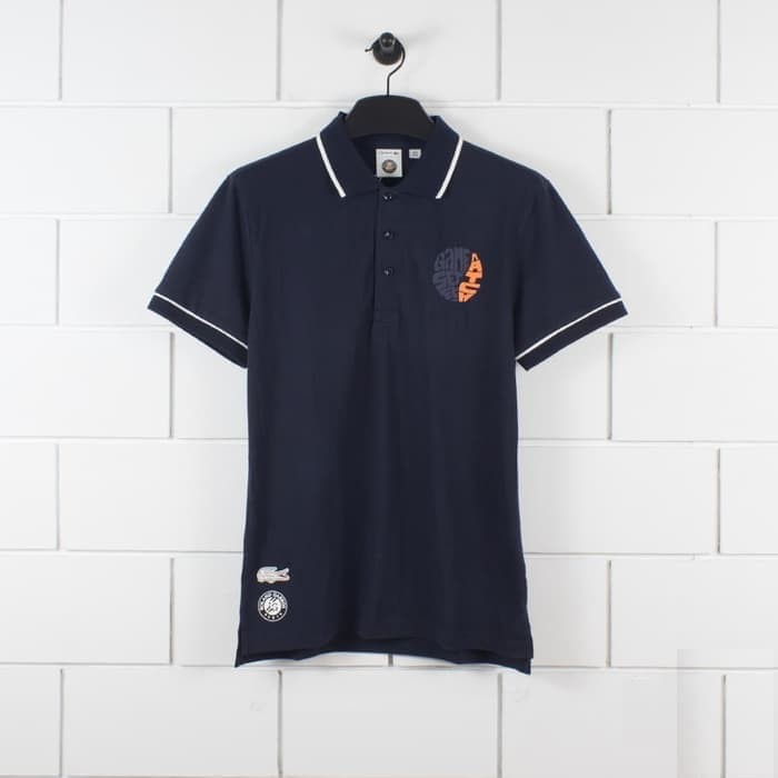 Kekinian Lacoste PH3351 Roland Garros Edition Stretch Mini Pique Polo Navy