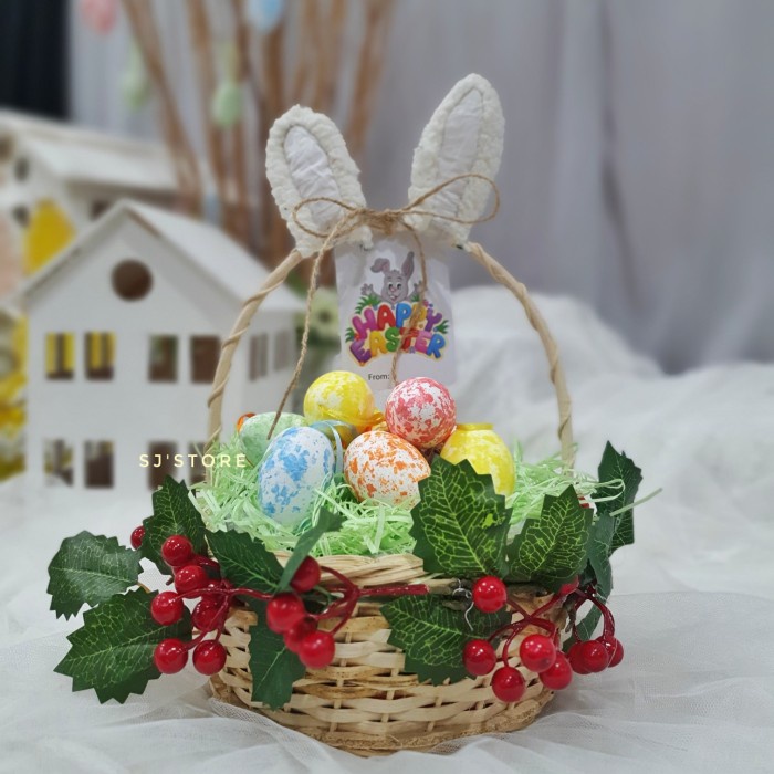 

Easter bunny eggs hampers dekorasi hiasan meja unik kelinci paskah