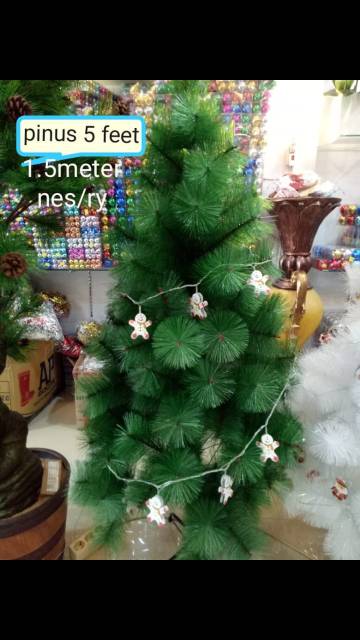 Pohon natal 5feet (1.5meter) gratis 2 tinsel (slinger)dan 6bola bola