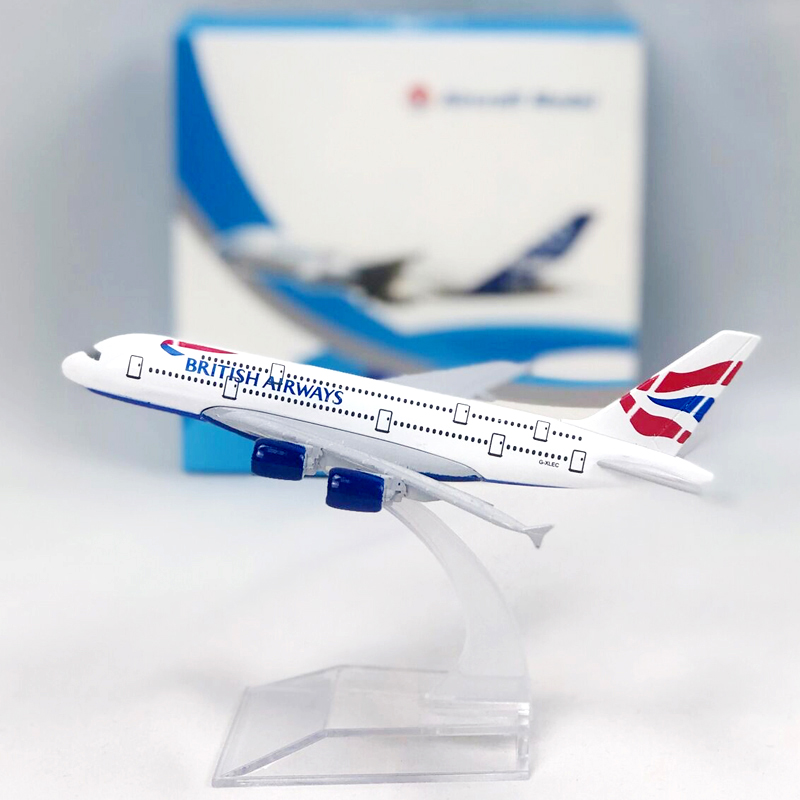 Miniatur Diecast Pesawat UK Airbus 380 A380 Bahan Alloy Metal Ukuran 16CM Untuk Koleksihadiah