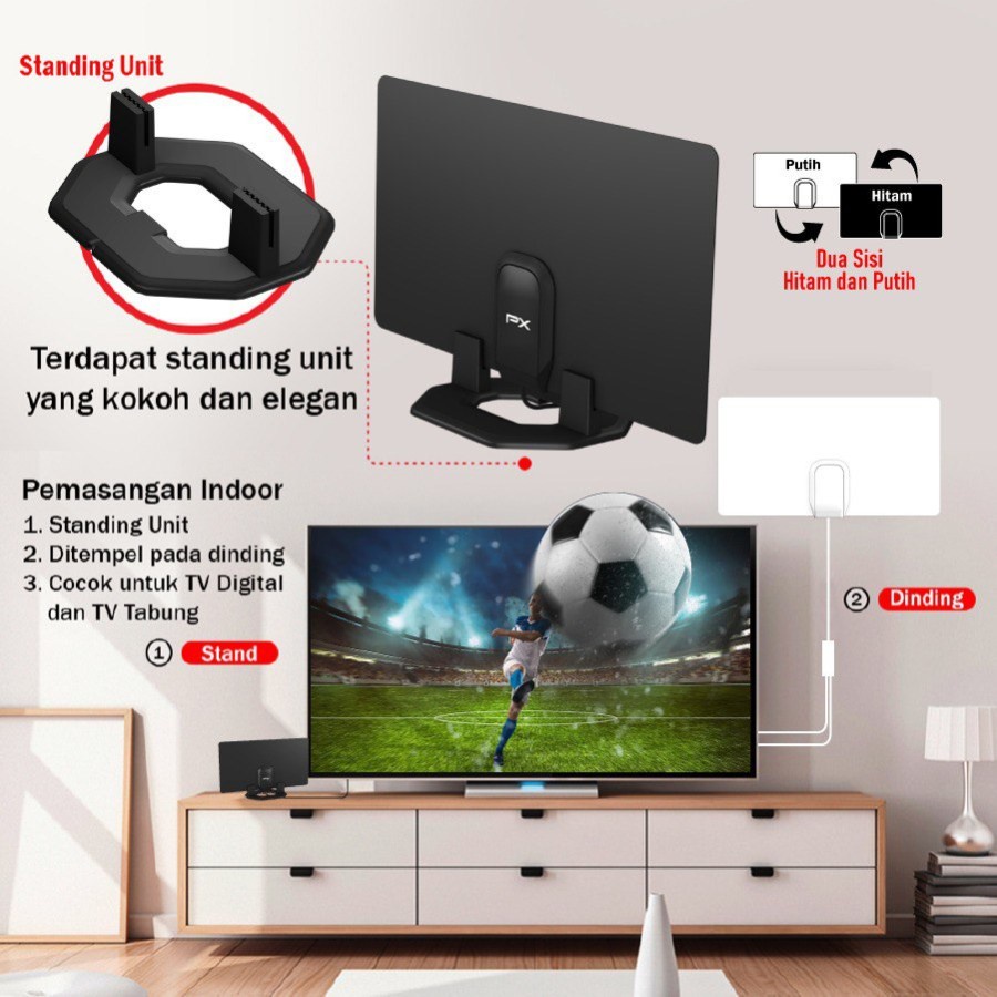 PX UDA-2100A Antena TV Digital Indoor DVB-T2 + Booster - Garansi Resmi PX