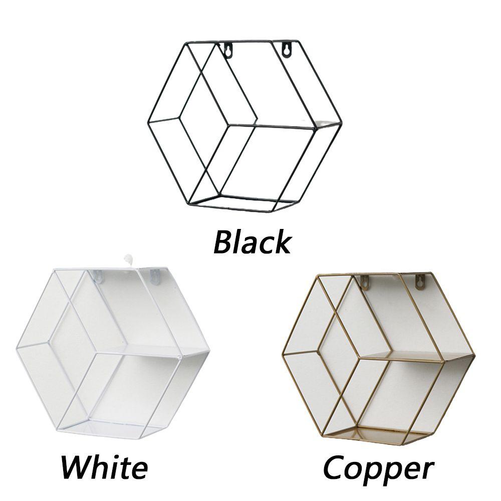 Solighter Hexagonal Grid Wall Frame Besi Kamar Tidur Ruang Tamu Rak Koleksi