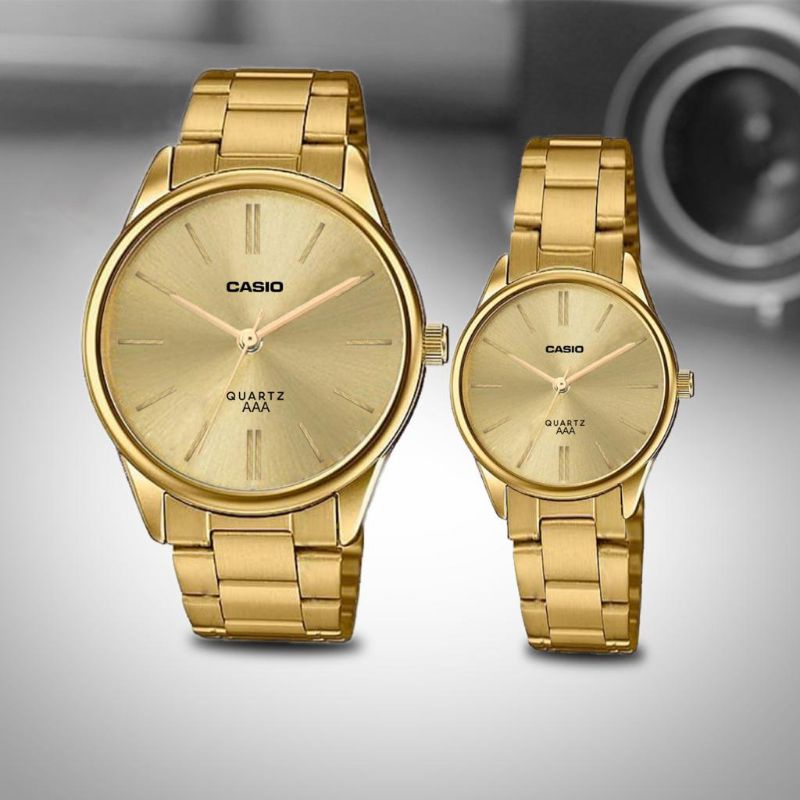 JAM TANGAN CASIO RANTAI COUPLE FULL STAINLESS STEEL FREE BOX BONUS BATERAI CADANGAN