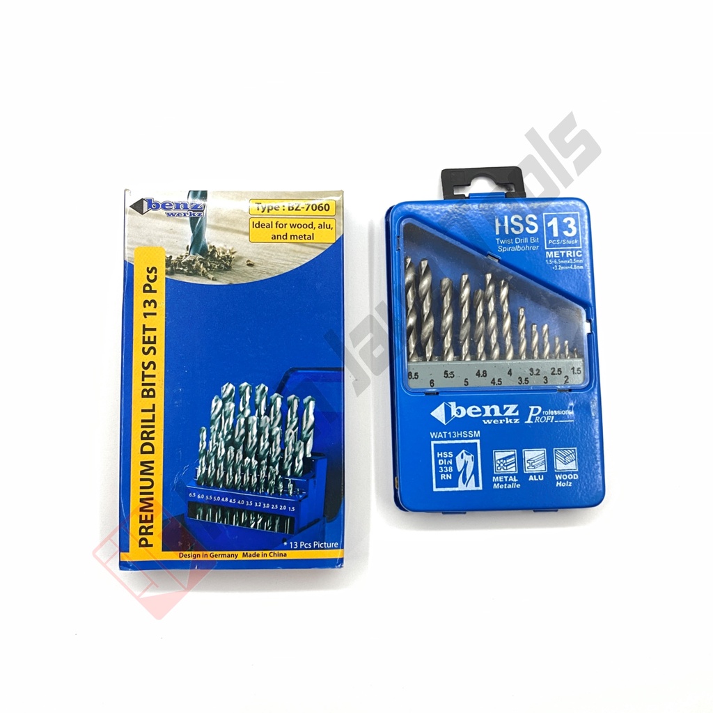 BENZ BZ-7060 Mata Bor Besi Set 13 pcs HSS 1 - 6.5 mm Drill Bit  Set