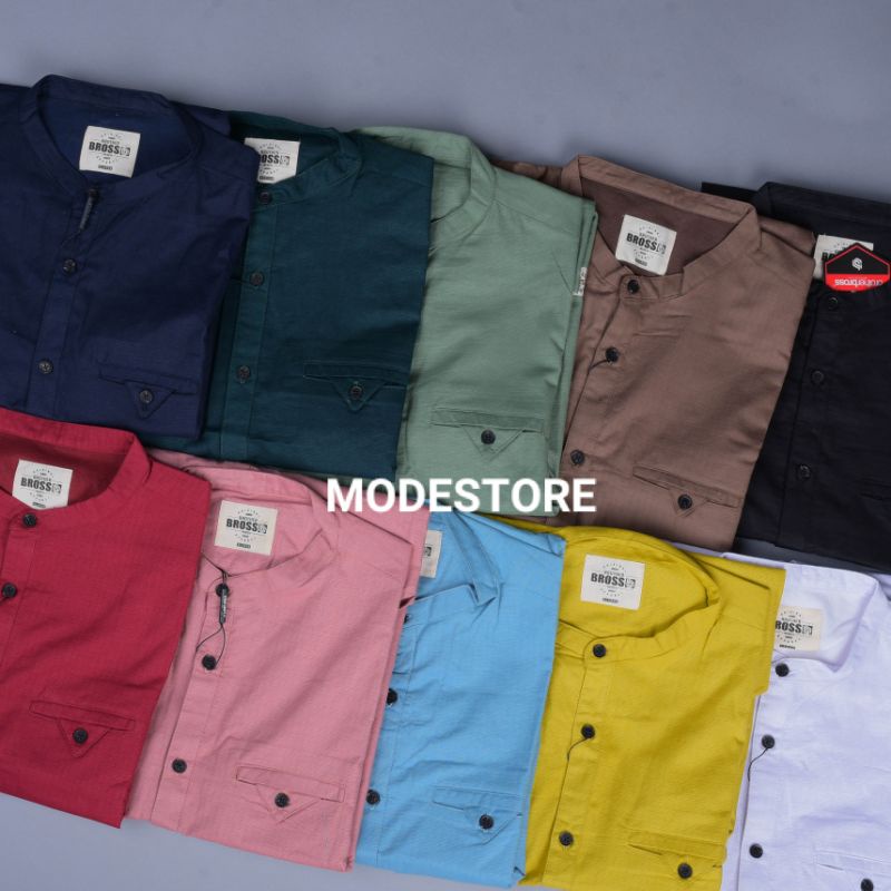 KEMKO, Kemeja Pria Lengan Pendek Polos Kerah Sanghai, Kemeja Koko Pendek Polos Premium, Kemeja Kerah