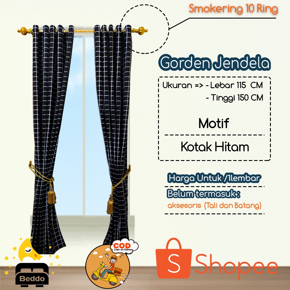 Gorden Jendela aesthetic gorden minimalis gorden polos gorden Smokering|gordeng murah|corak kotak