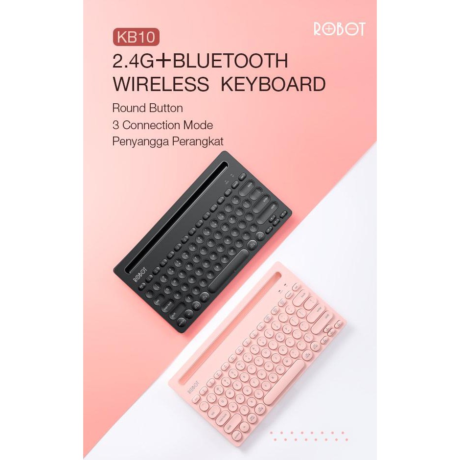 ROBOT KB10 Multi-Device Bluetooth &amp; 2.4G Wireless Keyboard 3 Connection Mode