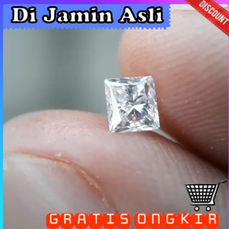 natural berlian asli diamond putih persegi batu cincin pria koleksi safir ruby yakut zamrud permata