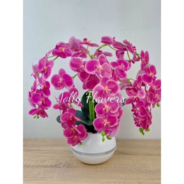 Bunga anggrek palsu artificial latex dengan pot cabang 5/bunga pajangan