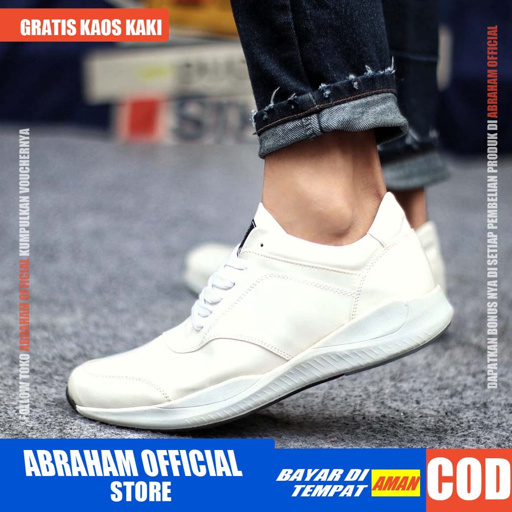 ABRAHAM Sepatu Sneakers Casual Hitam Kerja Santai Pria