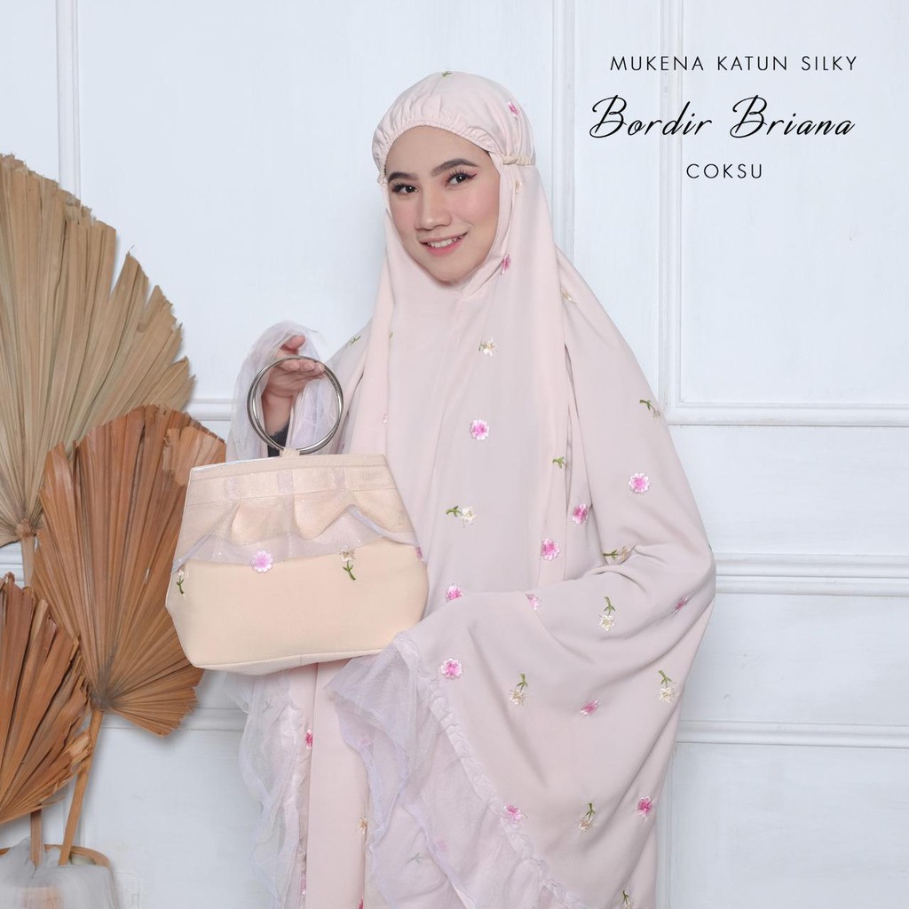 MUKENA BALI TASIK - MUKENA DEWASA KATUN SILKY BORDIR BRIANA