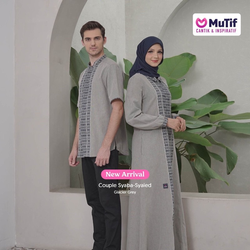 [COD] Terbaru Baju Couple ORIGINAL MUTIF SYABA - SYAIED GLACIER GREY || Cotton Double Bram || Best S