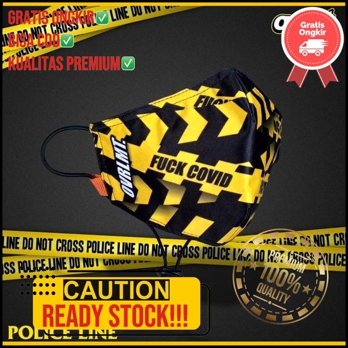 Masker Overlimit Police Line Masker Kain Pria Wanita Cowok Cewek