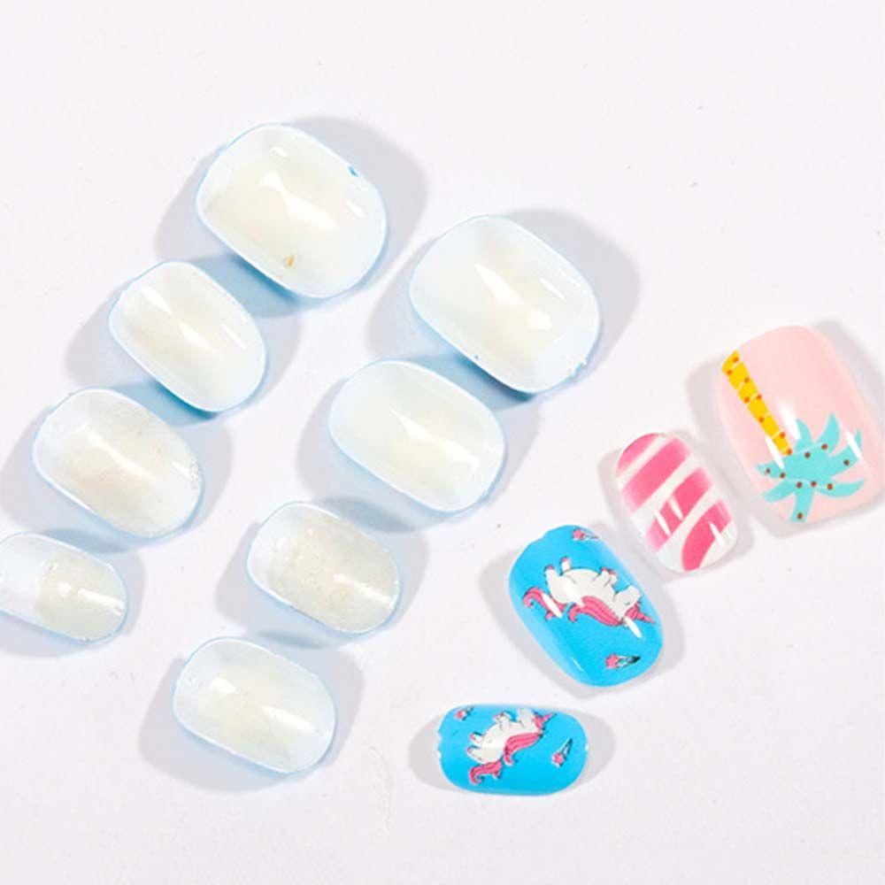 Agustina Anak Kuku Palsu Indah Alat Manicure Kartun Perekat Belakang DIY Nail Art