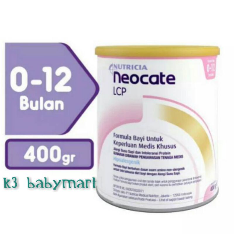 Neocate LCP 400gr kaleng 400 gram susu formula bayi alergi susu sapi dan intoleransi protein susu hipoalergenik