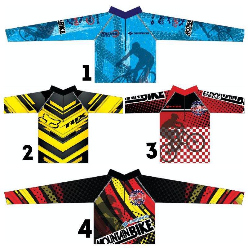Baju/ Jersey Sepeda Lengan Panjang Berkantong Motif