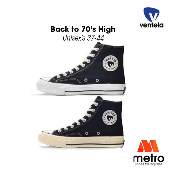  Sepatu  Ventela  70s Black White Sepatu  Ventela  70s Black 