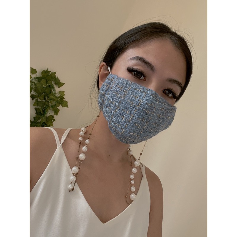 Premium Stylish 3D Tweed Mask / Fashion Tweed Mask / Masker Evo Kain / Masker Kain 3D / Mask Chain
