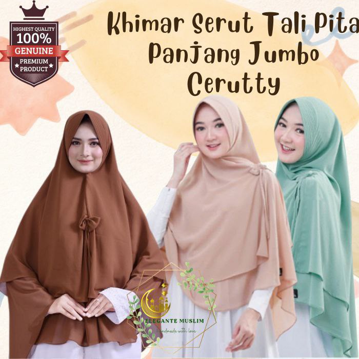 KHIMAR SYARI CERUTTY JUMBO JILBAB INSTAN HIJAB KERUDUNG PREMIUM - hijau army