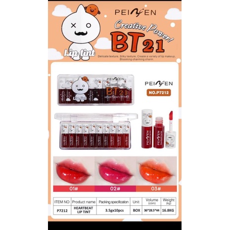 BEST SELLER LIP TINT MATTE HEART BEAT COVER BT21 H|PERPAK  ISI 10PCS