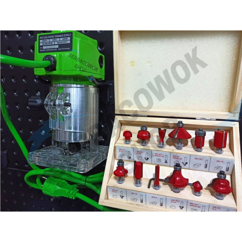 RYU Paket Mesin Router Trimmer Profil Kayu Wood RTR 6 - 1 + Mata Trimmer Profil Termurah