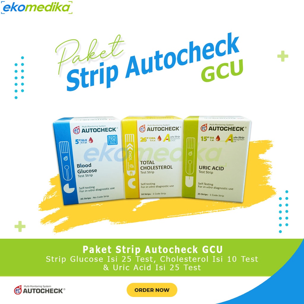 PAKET STRIP AUTOCHECK GCU GULA , ASAM URAT , KOLESTEROL / STIK AUTO CHECK AUTOCEK GDS URIC CHOLESTER