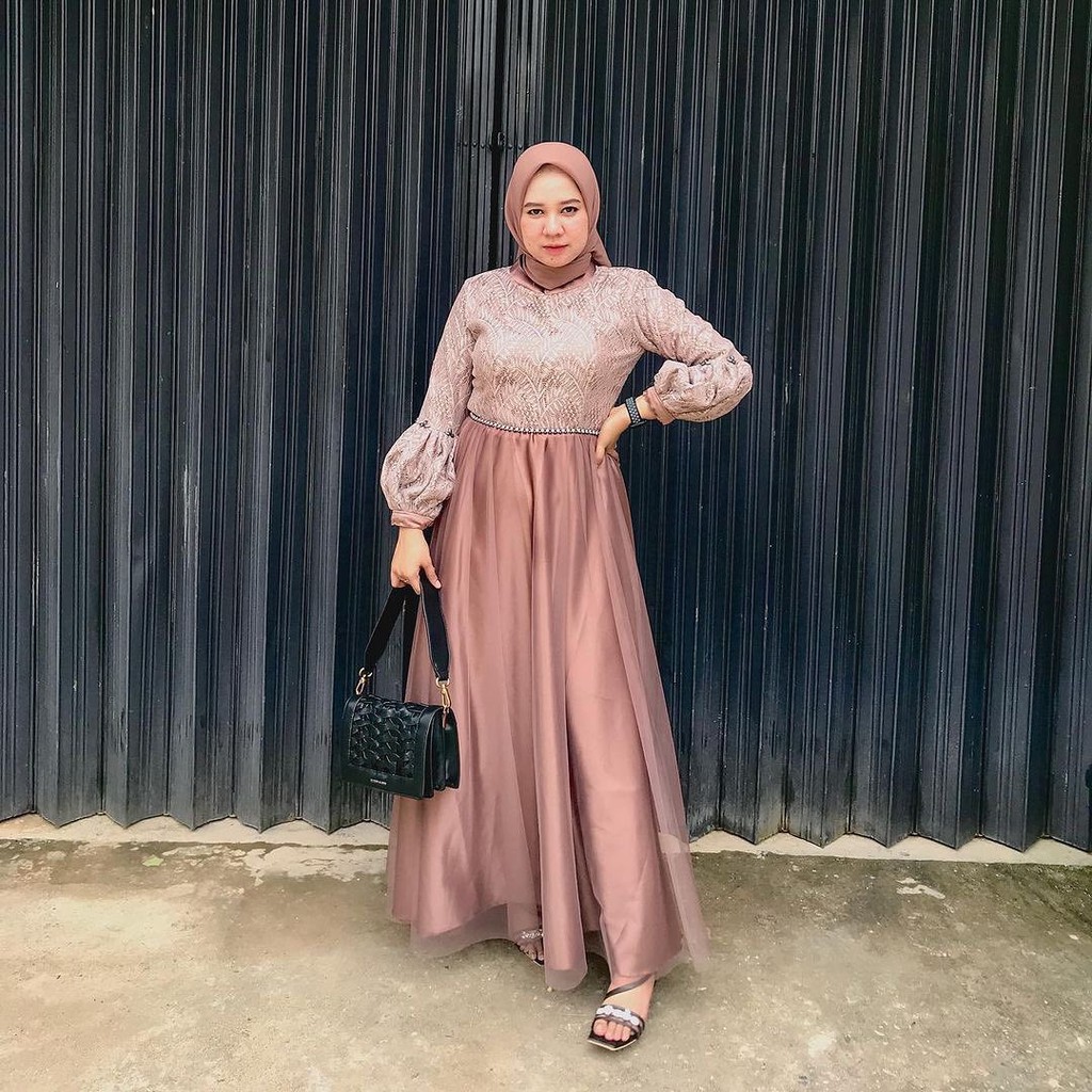 Sandy dress - dress brukat - dress kondangan - dress pesta - dress muslimah - pakaian terlaris