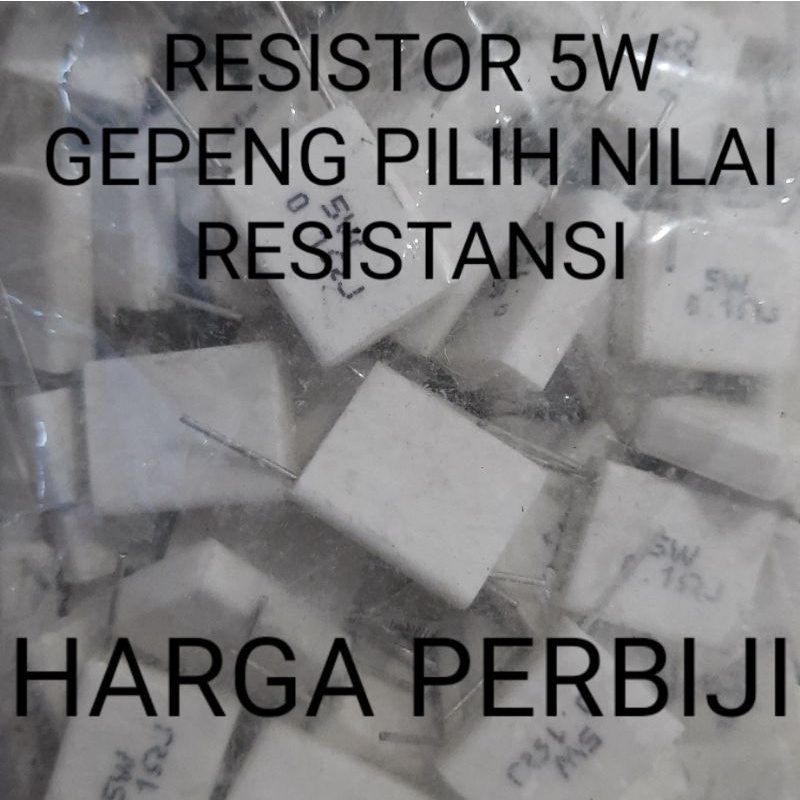 RESISTOR 5W 5 WATT GEPENG NOBEL 0.1R 0.22R 0,33R 0.47R 0,1 0,2 0,33 0,47 0,5 ohm 0R1 0R22 0R33 0R47 0R5 NON INDUKTIF BPR