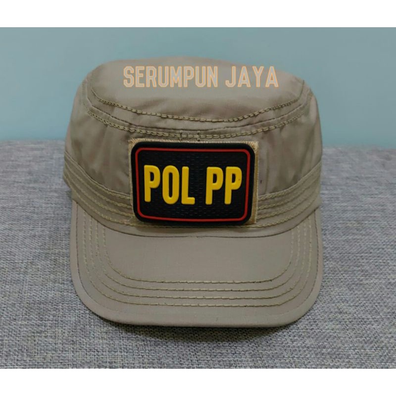 TOPI KOMANDO POL PP - TOPI SATPOL PP KOMANDO - TOPI KOMANDO POL PP 2 PATCH KREM