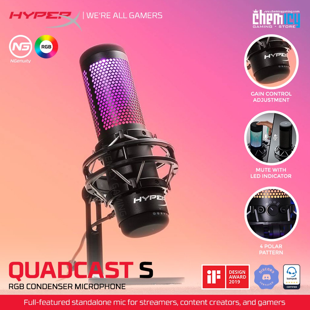 HyperX Quadcast S RGB USB Condenser Gaming Microphone