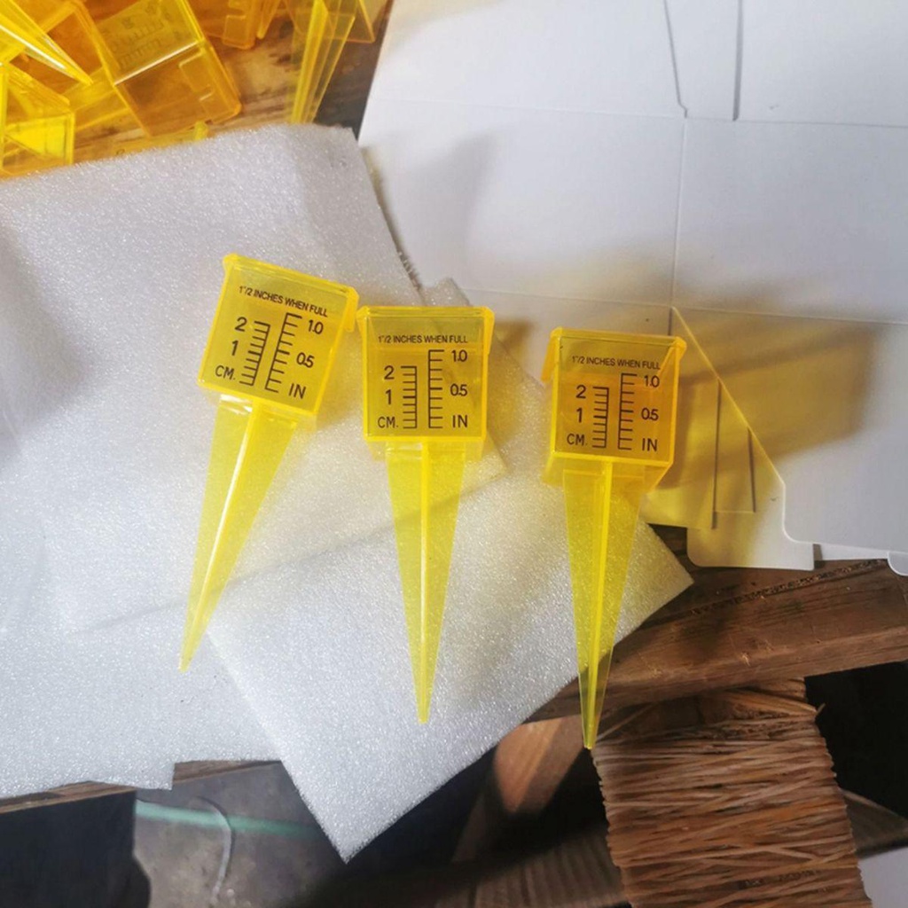 Lanfy Rain Gauge Yard Lawn Kuning Terang Dengan Stake Alat Ukur Hujan Plastik Outdoor