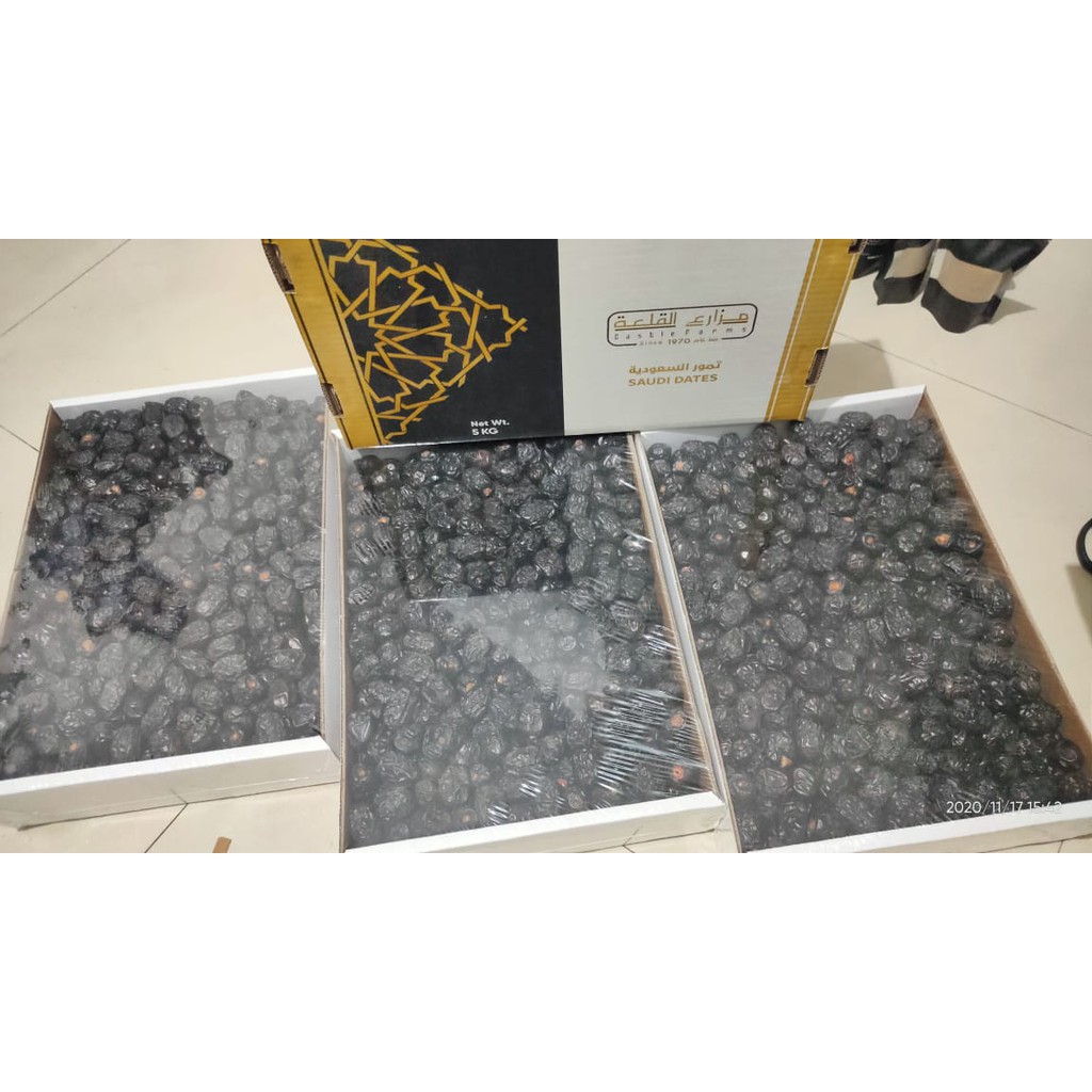 Kurma Ajwa Castle Farm 1kg | Kurma Nabi Asli Ajwa Organik | 1 Karton 5kg | exp 2022
